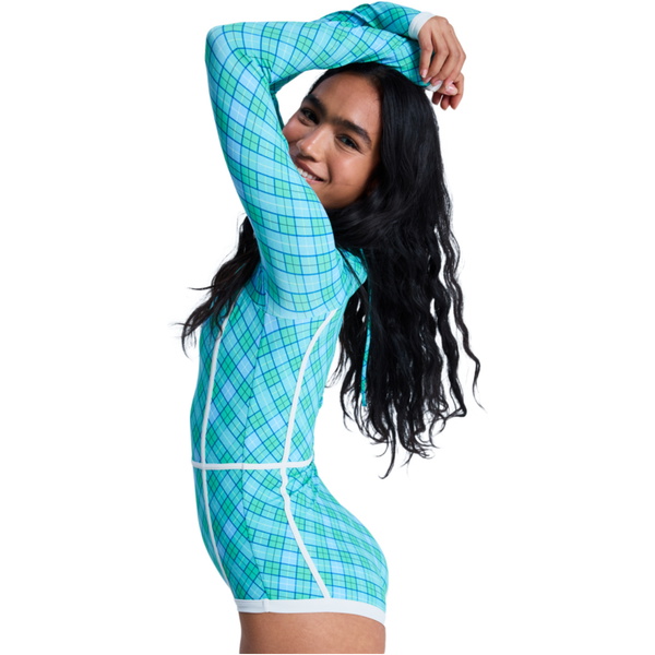 2026 Roxy Dames Go Girl Surf Long Sleeve Surf Suit ERJWR03919 - Katydid As If Plaid